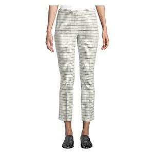 NWT Theory Classic Skinny Pant Size 2 White Multi Viscose Grid